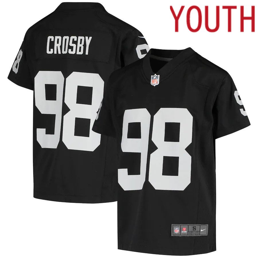 Youth Las Vegas Raiders 98 Maxx Crosby Nike Black Game NFL Jersey